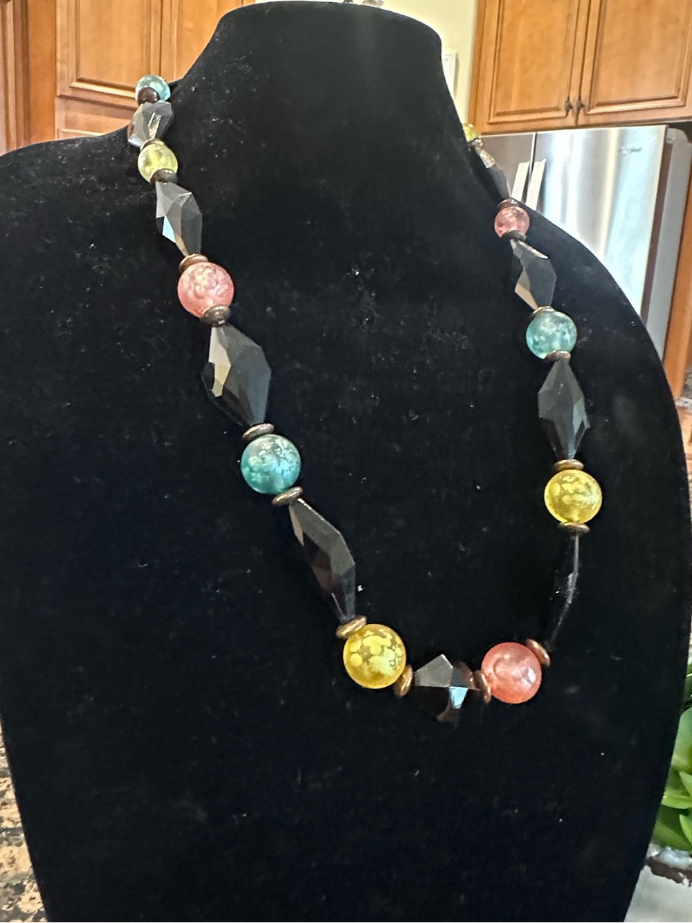 Vintage 1960s Mod Chunky Plastic Statement Necklace Multi-Color Geometric
